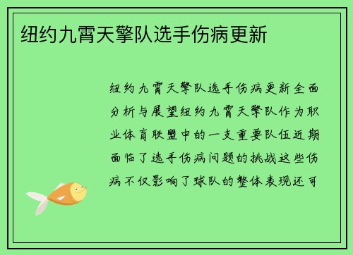 纽约九霄天擎队选手伤病更新