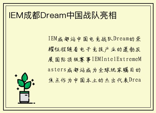IEM成都Dream中国战队亮相